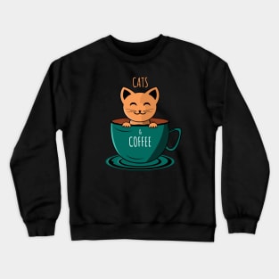 Coffee and Cats Crewneck Sweatshirt